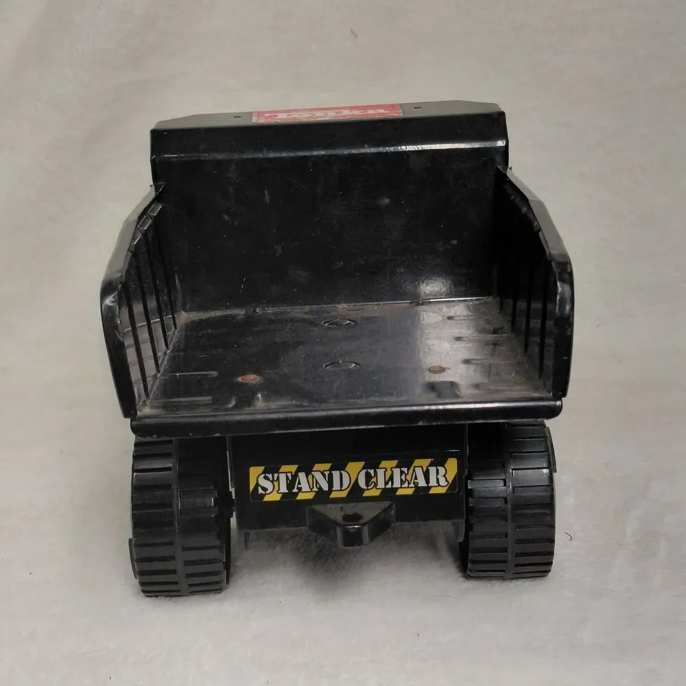 Vintage 2001 Tonka Construction Dump Truck Yellow Cab Black Bed Toy Hasbro 14